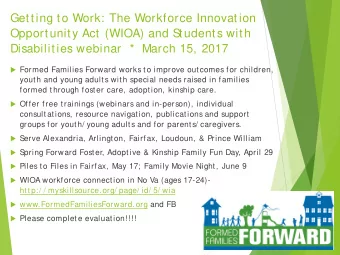 Getting to Work: The Workforce Innovation  Opportunity Act (WIOA) and S  tudents with  Disabilities