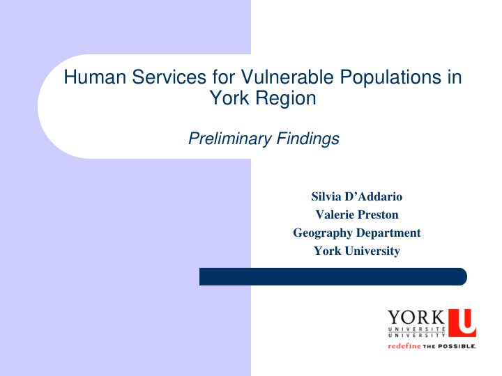 human services for vulnerable populations in york region