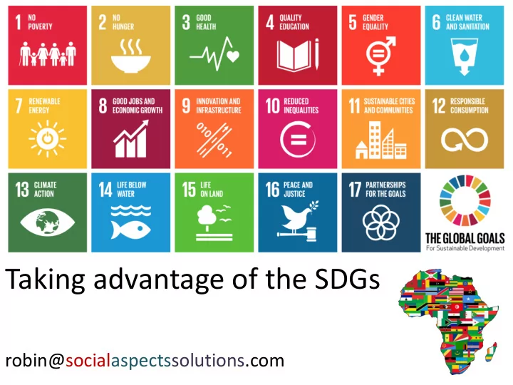 taking advantage of the sdgs
