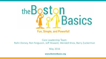 Fun, Simple, and Powerful!  Core Leadership Team: Rahn Dorsey, Ron Ferguson, Jeff Howard, Wendell