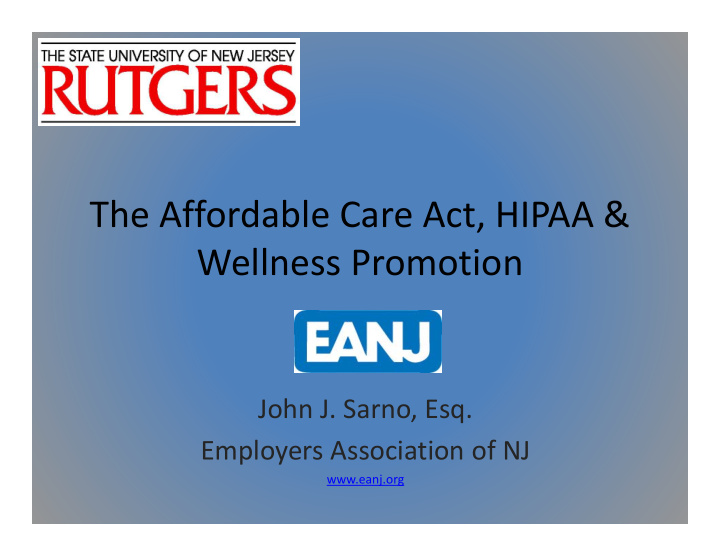 the affordable care act hipaa wellness promotion