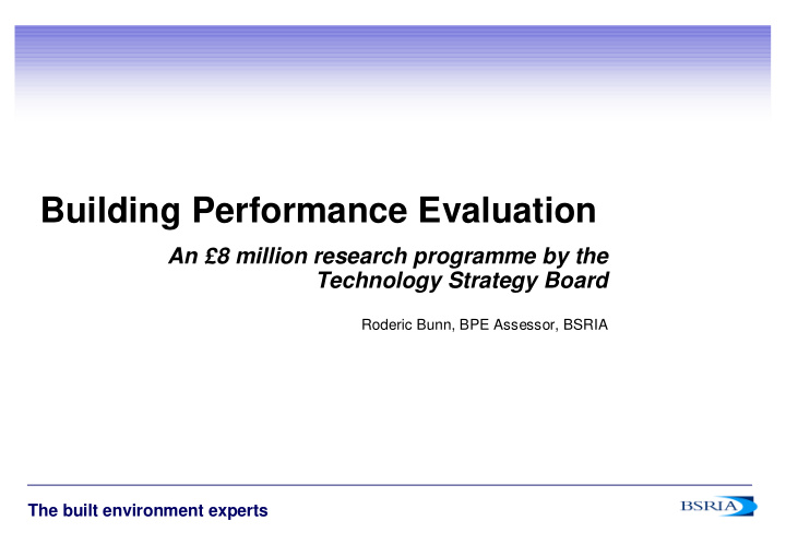 building performance evaluation