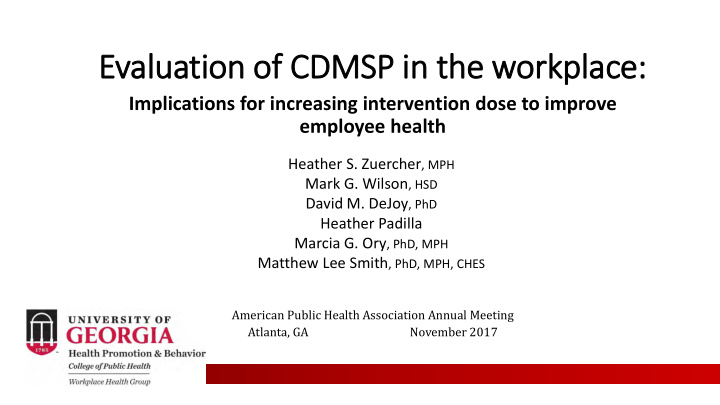 evaluation of cdmsp in in the workplace