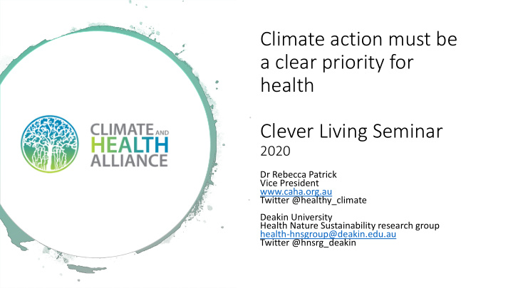 climate action must be a clear priority for health clever