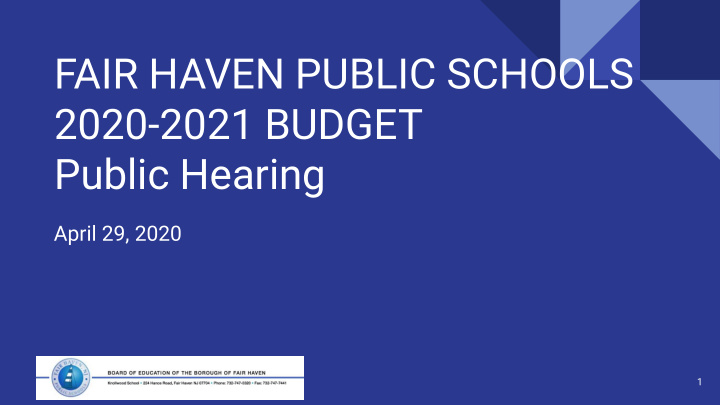 fair haven public schools 2020 2021 budget public hearing