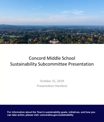 Concord Middle School  Sustainability Subcommittee Presentation  October 31, 2019  Presentation