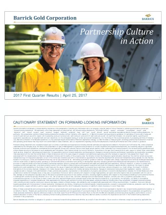 Partnership  Culture  in  Action  2017 First Quarter Results | April 25, 2017  1