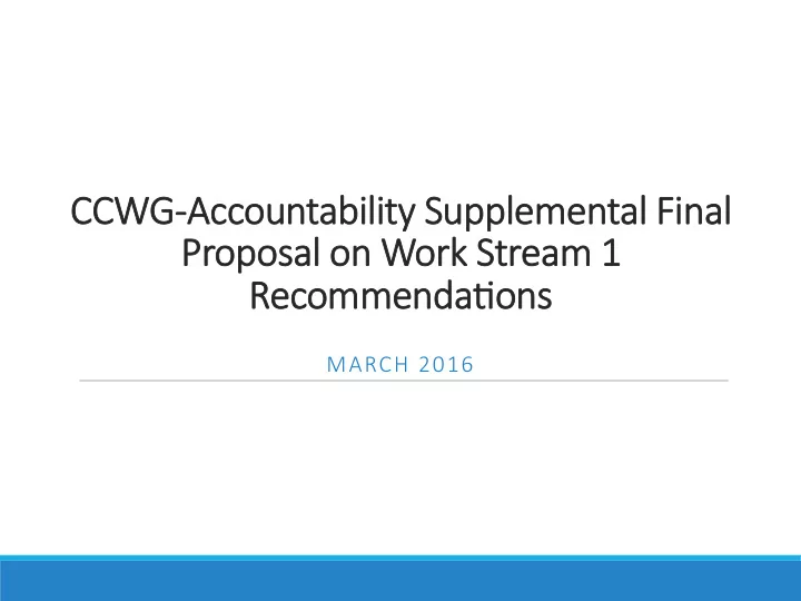ccw ccwg acc g accou ountability y supple suppleme mental