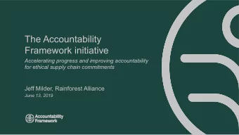 The Accountability Framework initiative  Accelerating progress and improving accountability for