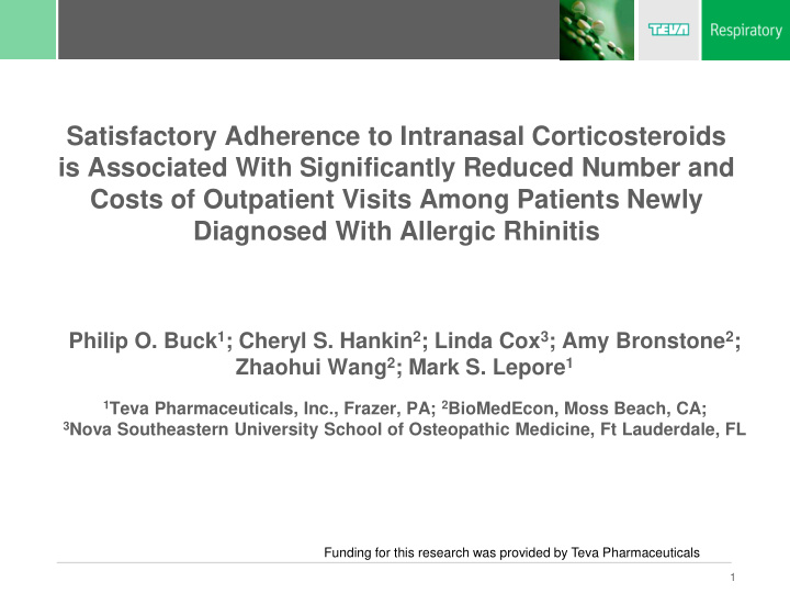 satisfactory adherence to intranasal corticosteroids is
