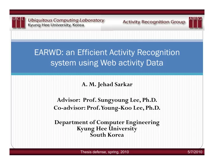 earwd an efficient activity recognition system using web