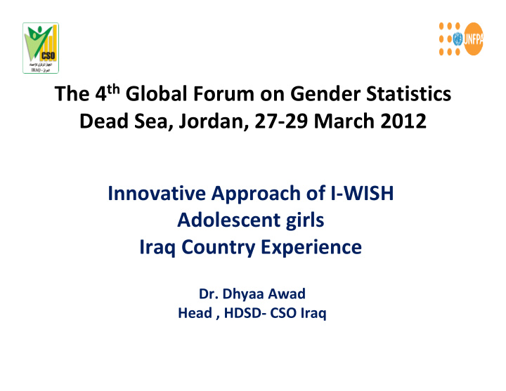 the 4 th global forum on gender statistics dead sea