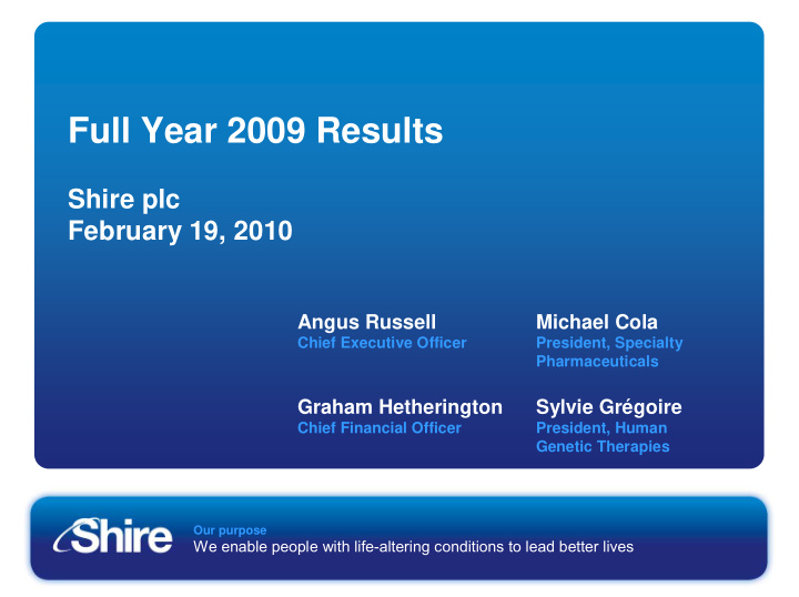 full year 2009 results