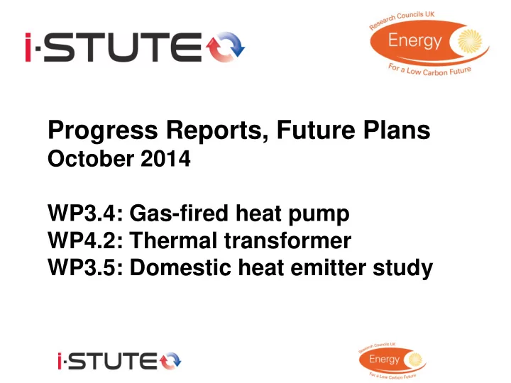 progress reports future plans