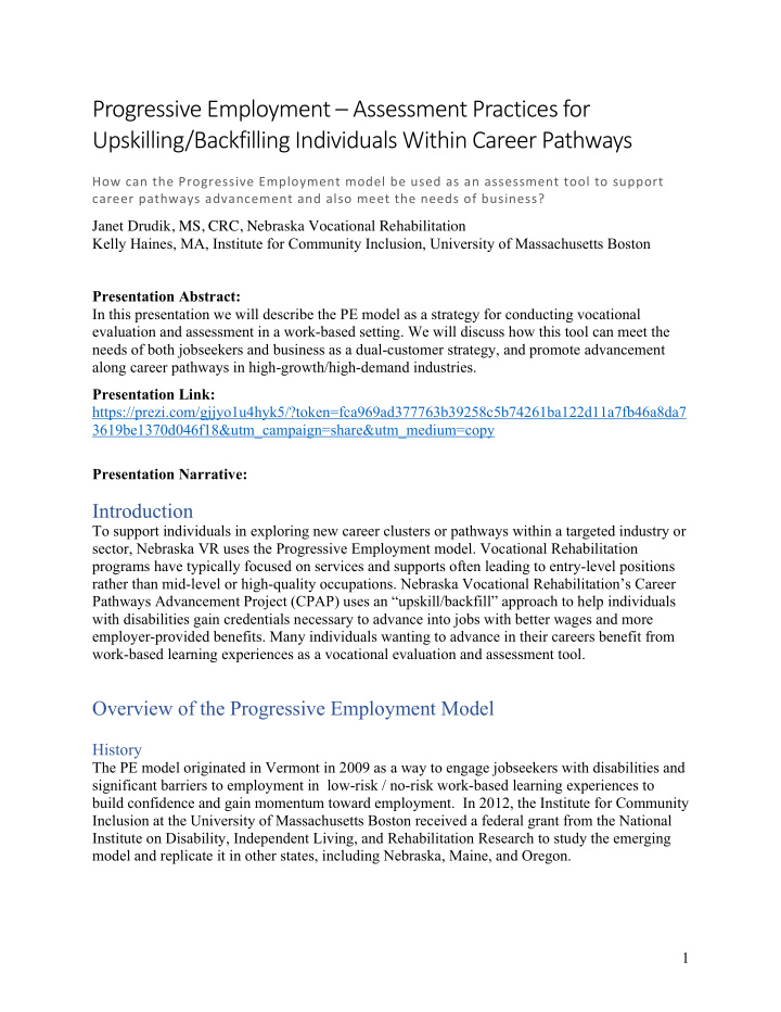 progressive employment assessment practices for