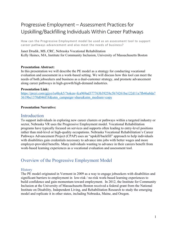 progressive employment assessment practices for