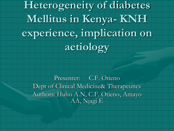 heterogeneity of diabetes mellitus in kenya knh