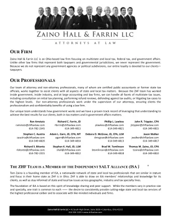 O UR P ROFESSIONALS  Our team of attorney and nonattorney professionals, many of whom are