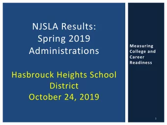 NJSLA Results:  Spring 2019  Measuring  Administrations  College and  Career  Readiness  Hasbrouck