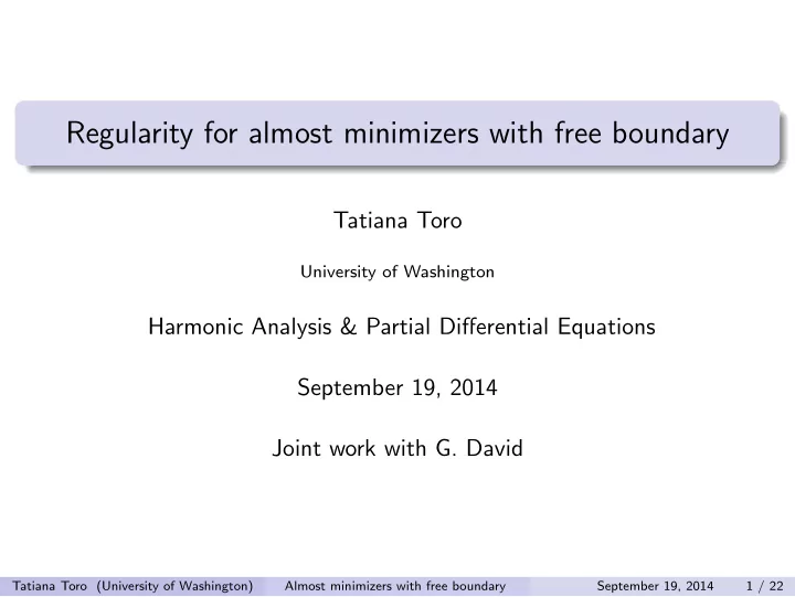 regularity for almost minimizers with free boundary