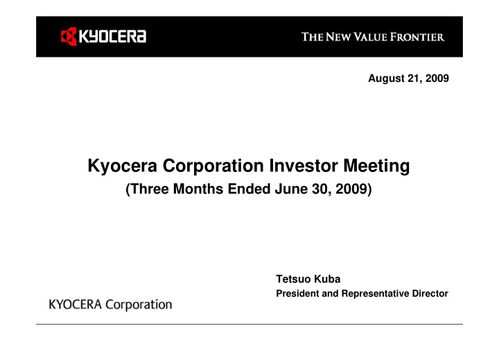 kyocera corporation investor meeting