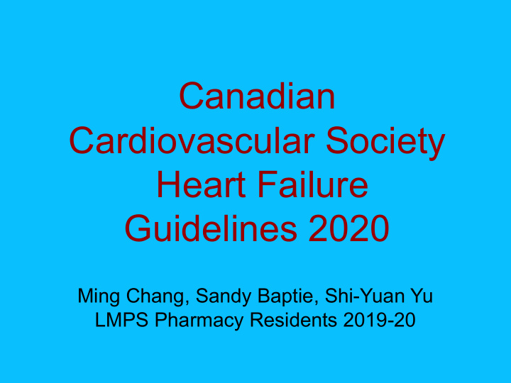 canadian cardiovascular society heart failure guidelines
