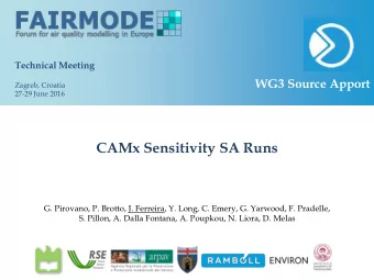 CAMx Sensitivity SA Runs  G. Pirovano, P. Brotto, J. Ferreira, Y. Long, C. Emery, G. Yarwood, F.