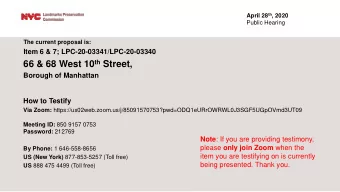 66 &amp; 68 West 10 th Street,  Borough of Manhattan  How to Testify Via Zoom: