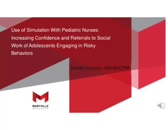 Increasing Confidence and Referrals to Social  Work of Adolescents Engaging in Risky  Behaviors