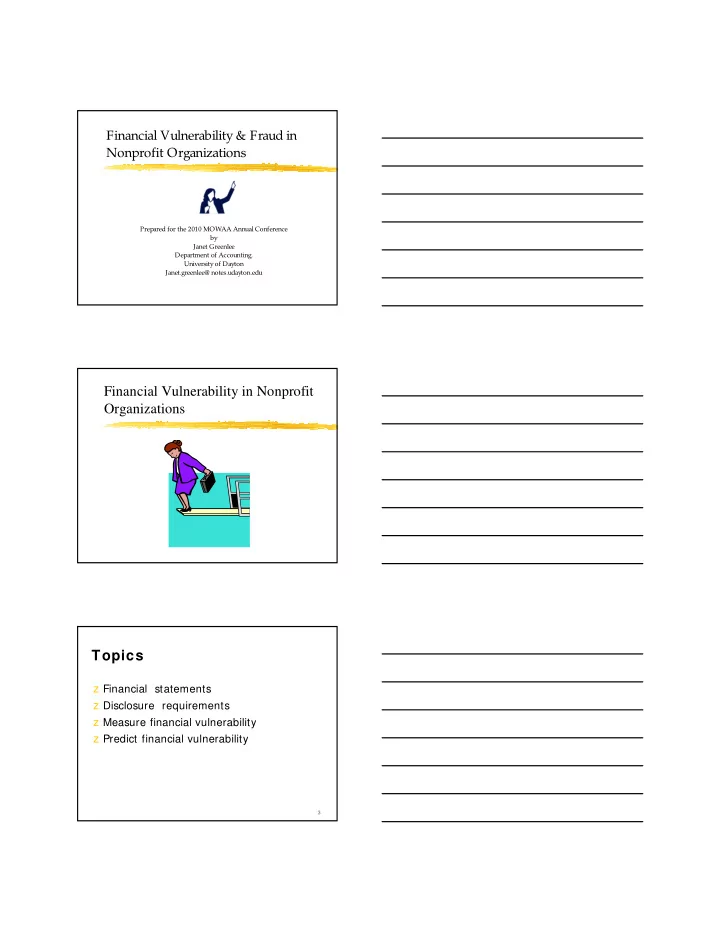 financial vulnerability in nonprofit organizations topics