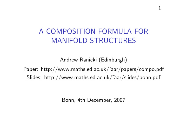 a composition formula for manifold structures
