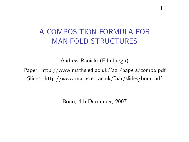 a composition formula for manifold structures