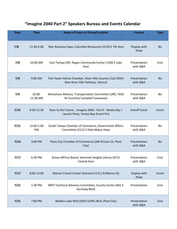 imagine 2040 part 2 speakers bureau and events calendar