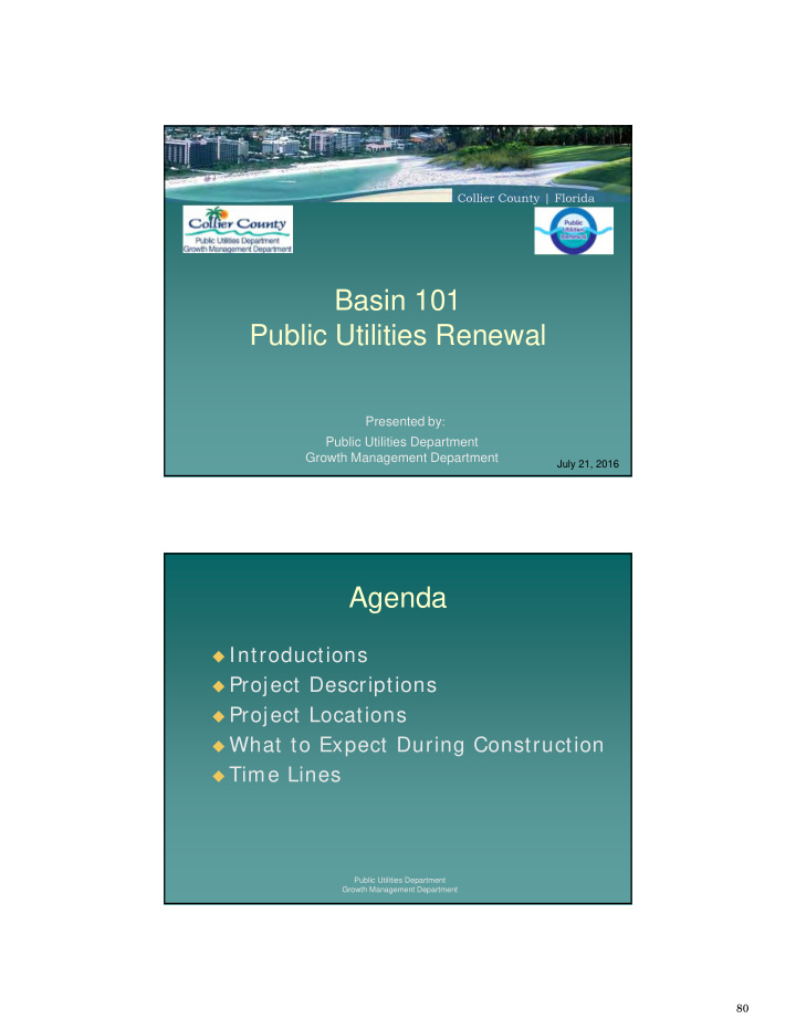 basin 101 public utilities renewal