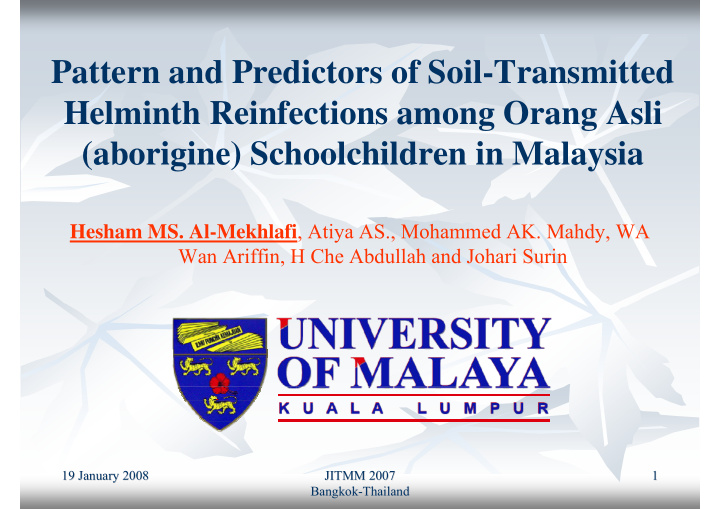 pattern and predictors of soil transmitted helminth