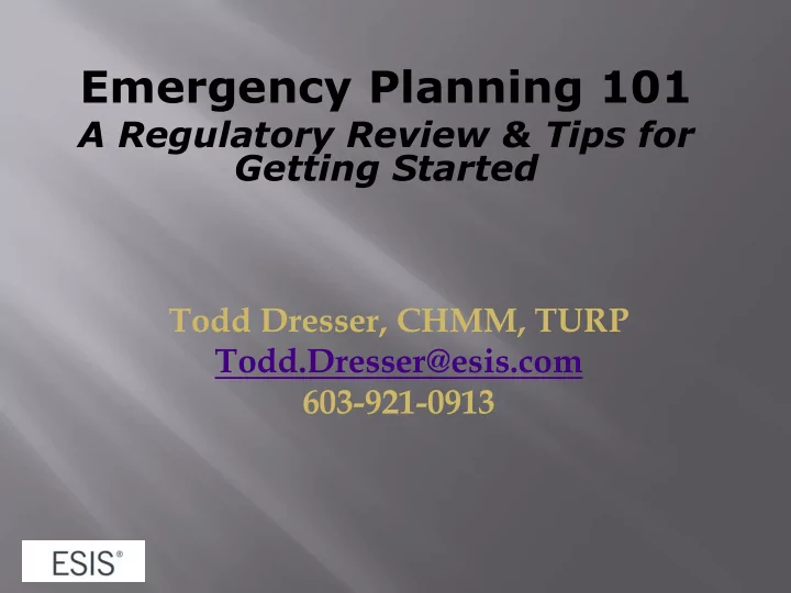 emergency planning 101