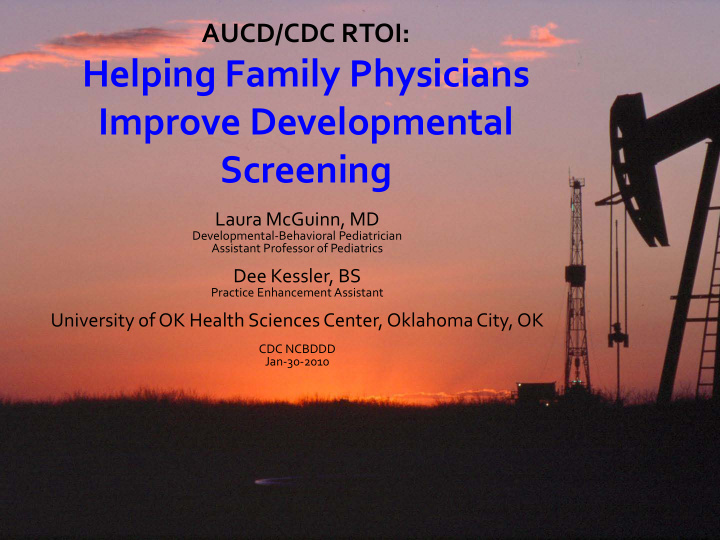 helping family physicians improve developmental screening