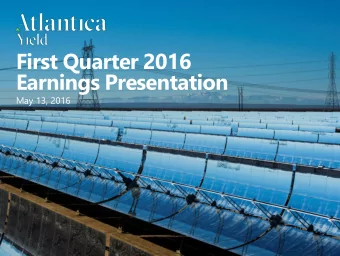 Earnings Presentation  May 13, 2016  DISCLAIMER  This presentation contains forward-looking