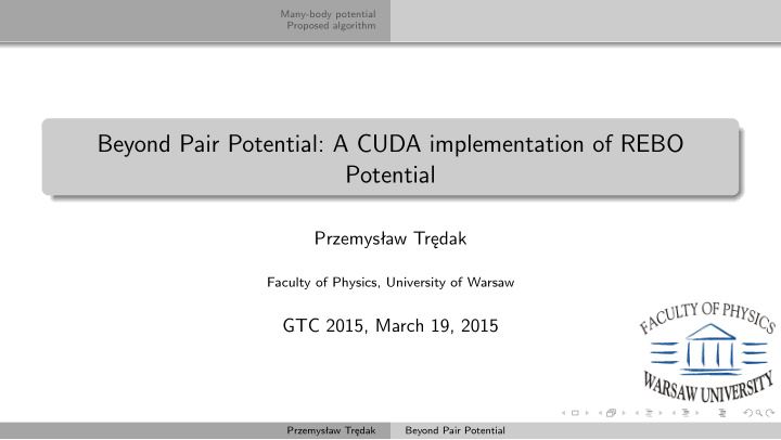 beyond pair potential a cuda implementation of rebo