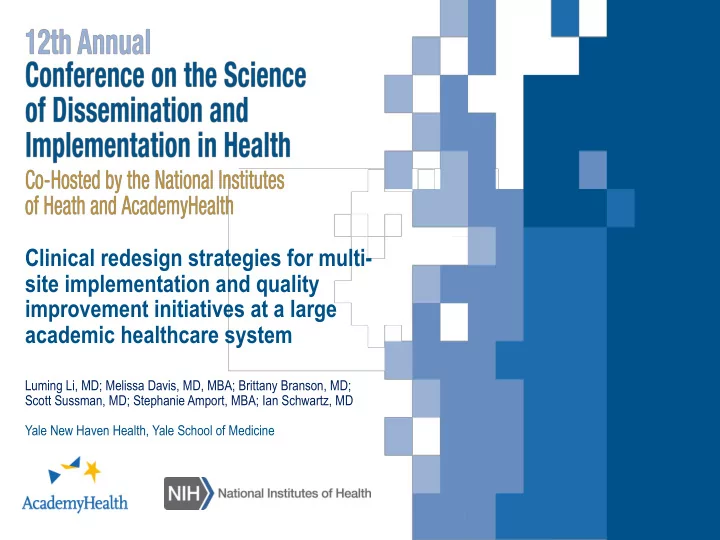 clinical redesign strategies for multi site