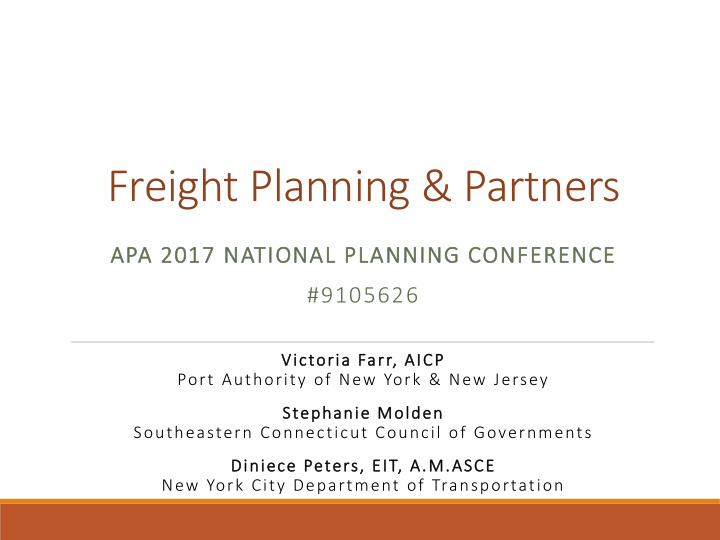 freight planning partners ap apa 2 a 2017 na nati tional