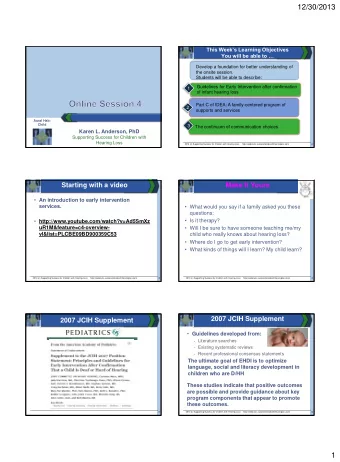 12/30/2013 This Weeks Learning Objectives You will be able to   Develop a foundation for