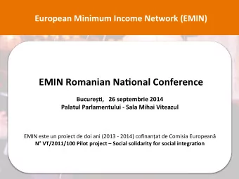 EMIN  Romanian  Na6onal  Conference      Bucure6,      26  septembrie