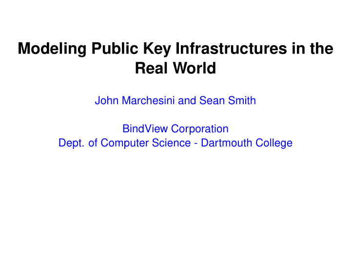 modeling public key infrastructures in the real world