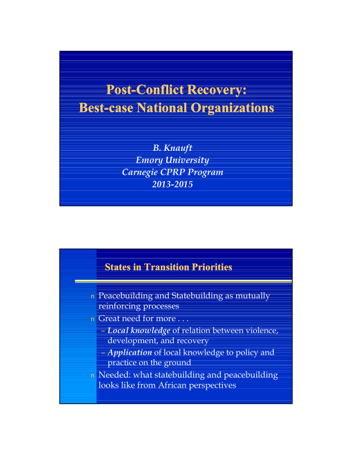 post conflict recovery post conflict recovery best case