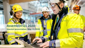Assemblin Q1 2020  Investor presentation, May 13, 2020  Todays presenters  Philip Carlsson  Mats