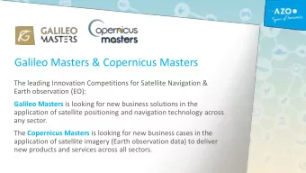 Galileo Masters &amp; Copernicus Masters  The leading Innovation Competitions for Satellite