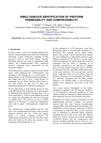 SIMULTANEOUS IDENTIFICATION OF PREFORM  PERMEABILITY AND COMPRESSIBILITY T. Ouahbi 1* , P. Ouagne 2