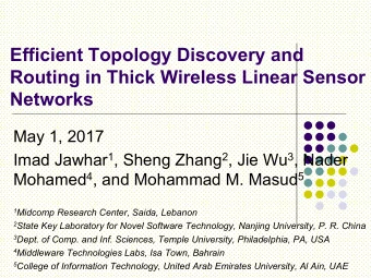 Networks  May 1, 2017 Imad Jawhar 1 , Sheng Zhang 2 , Jie Wu 3 , Nader Mohamed 4 , and Mohammad M.
