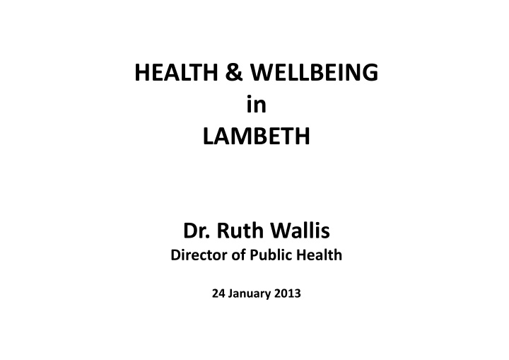health wellbeing in lambeth